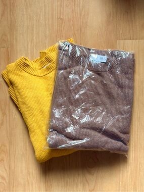 Old Navy oversized sweater set, sunflower yellow and stone, sz 4